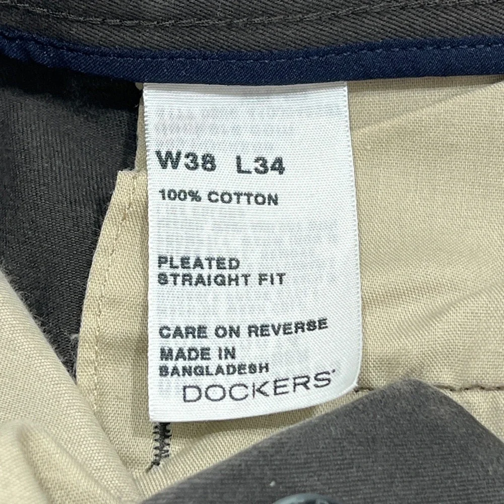 Dockers D2 Straight Fit Pleated Chinos Mens 38x34 Charcoal Gray Cotton Pants
